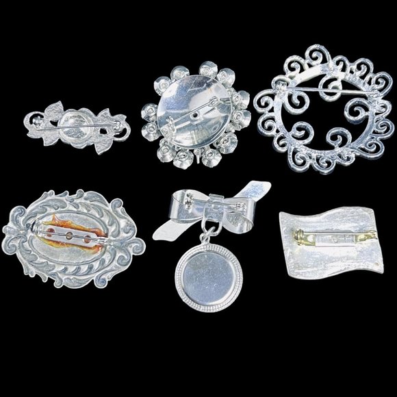 Lot of 6 Vintage Silver Tone Brooches - Picture 5 of 5
